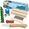 Wood Carving Kit for Kids – DIY Whittling Set for Beginners with Safety Knife & Basswood Blocks – Fun Craft Hobby Kit for Boys & Teens (Brown)